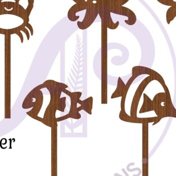 Intra απο ξύλο plywood 3mm-4mm πάχος - Χαριτωμένα υποβρύχια ζώα Cupcake Toppers Δίασταση 30x20 cm INTRAFABR-98239735 - Image 3