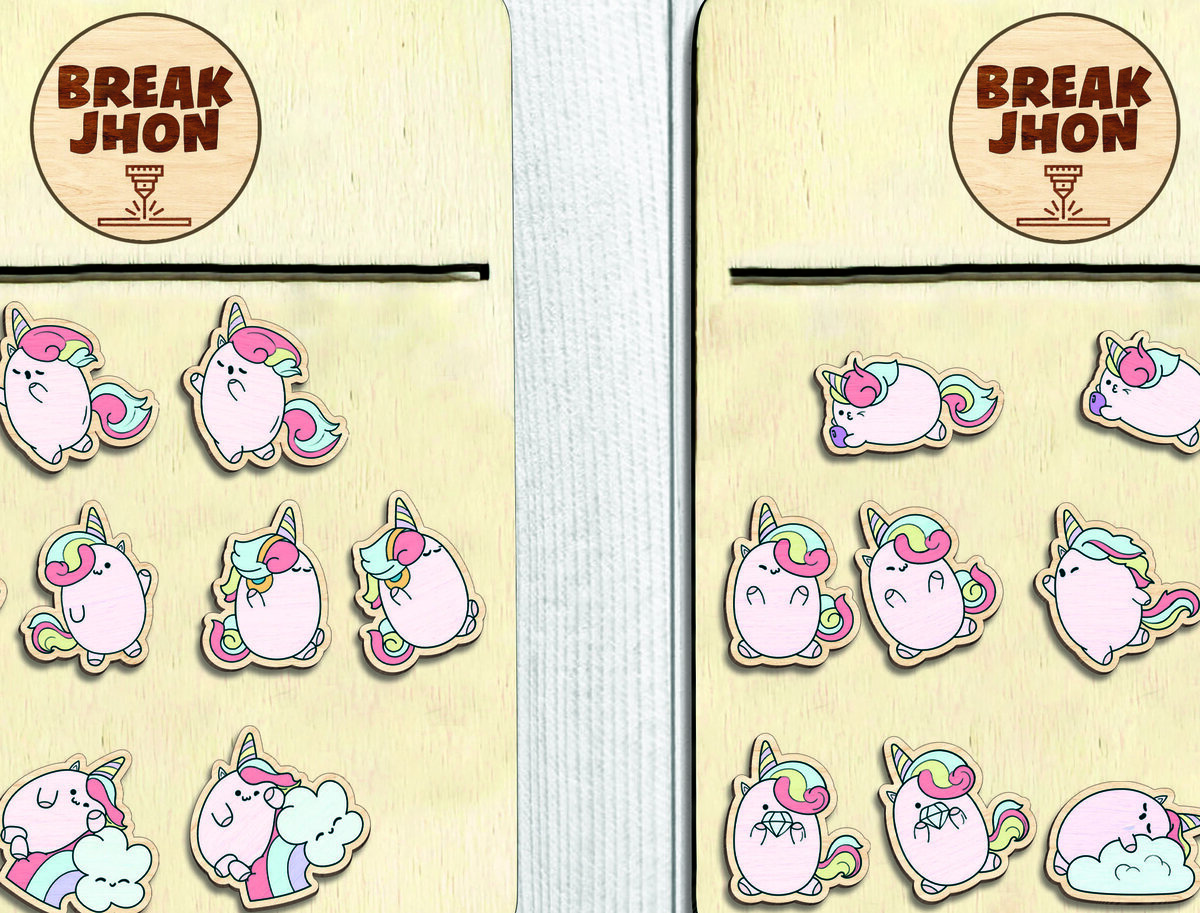 Intra απο ξύλο plywood 3mm-4mm πάχος - Χαριτωμένο σκουλαρίκι Unicorn Stud -Break Jhon Δίασταση 3x3 cm INTRAFABR-94854880