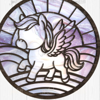 Intra απο ξύλο plywood 3mm-4mm πάχος - Χαριτωμένο Unicorn Suncatcher  Δίασταση 30x20 cm INTRAFABR-124517480 - Image 1