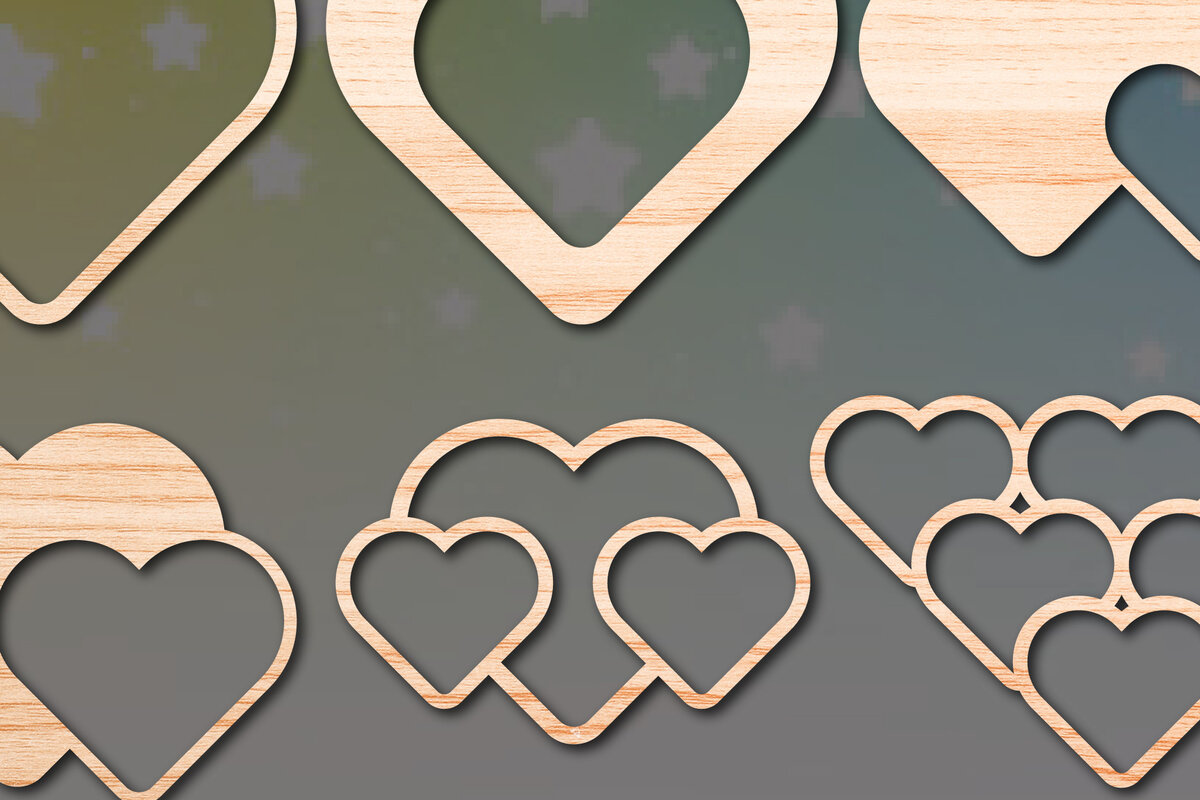 Intra απο ξύλο plywood 3mm-4mm πάχος - Πακέτο υ Cute Valentine Heart  Cut Δίασταση 25x25 cm INTRAFABR-54078421