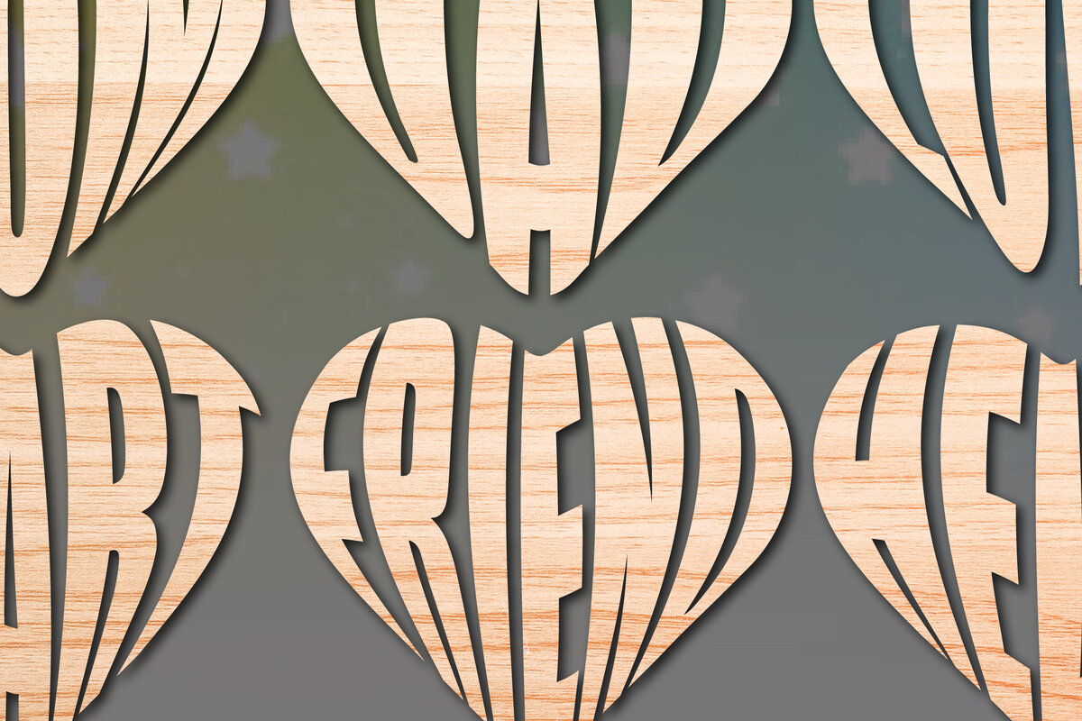 Intra απο ξύλο plywood 3mm-4mm πάχος - Πακέτο υ Cute Valentine Heart  Cut Δίασταση 25x25 cm INTRAFABR-54079096