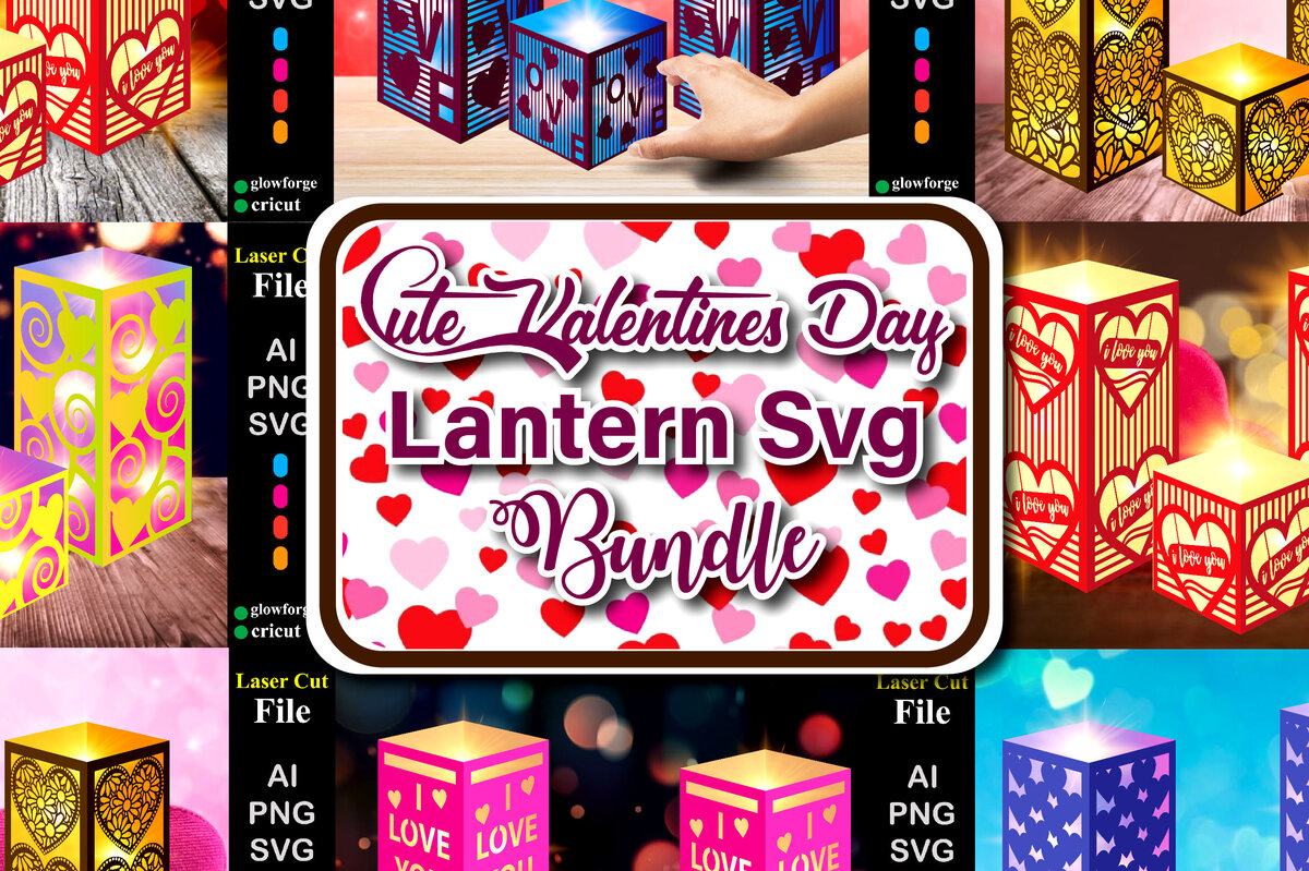 Intra απο ξύλο plywood 3mm-4mm πάχος - Σετ Πακέτο με χαριτωμένα φανάρια Αγίου Βαλεντίνου  12 Δίασταση 20x20 cm INTRAFABR-56953064