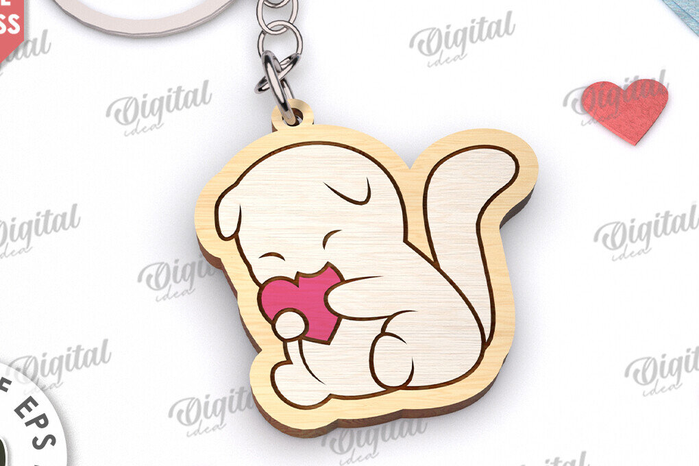 Intra απο ξύλο plywood 3mm-4mm πάχος - Χαριτωμένο μπρελόκ Αγίου Βαλεντίνου  Δίασταση 4x4 cm INTRAFABR-111984914