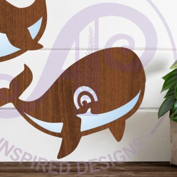 Intra απο ξύλο plywood 3mm-4mm πάχος - Cute Whale Two Laser Laser Κόψτε το Δίασταση 30x20 cm INTRAFABR-97337537 - Image 1