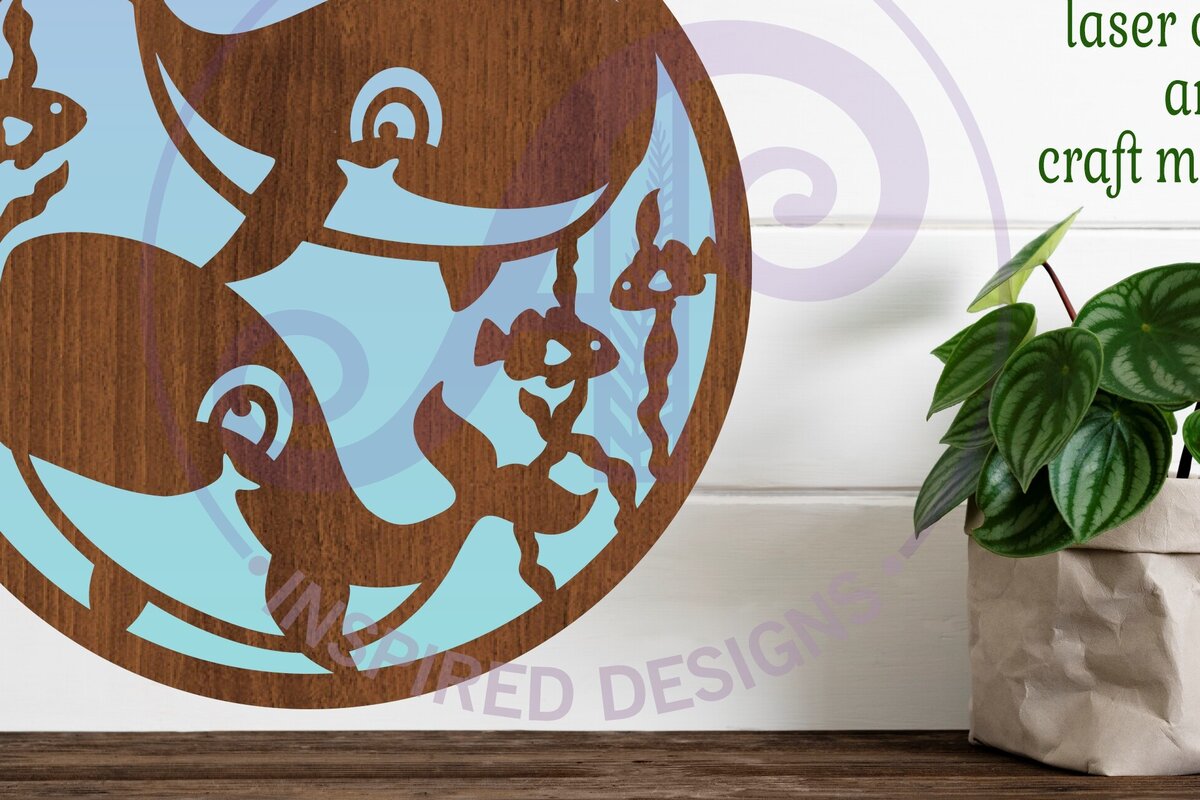 Intra απο ξύλο plywood 3mm-4mm πάχος - Επιγραφή Cute Whales Wall Art,  . Δίασταση 40x50 cm INTRAFABR-90541680