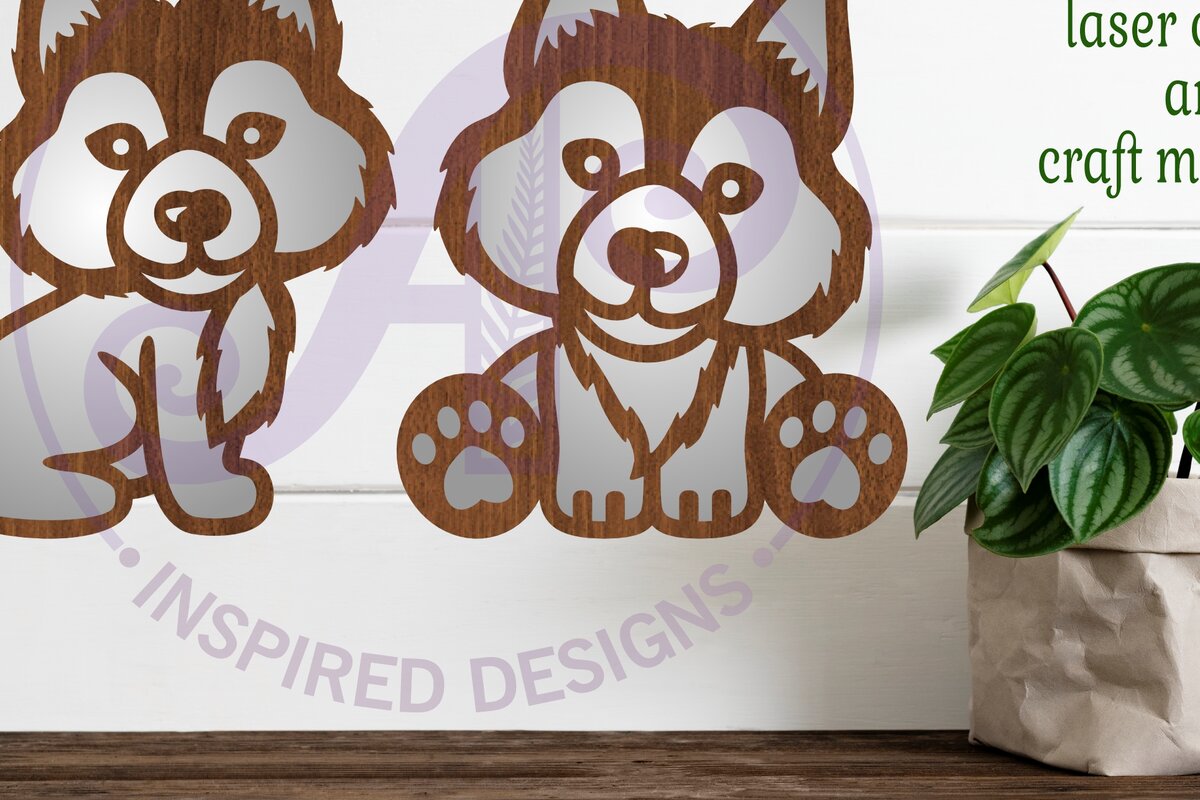 Intra απο ξύλο plywood 3mm-4mm πάχος - Cute Wolf Two Laser Laser Κόψτε το  Δίασταση 30x20 cm INTRAFABR-91477614