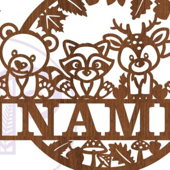 Intra απο ξύλο plywood 3mm-4mm πάχος - Πινακίδα ονόματος Cute Woodland Animals  Δίασταση 30x20 cm INTRAFABR-82803136 - Image 3