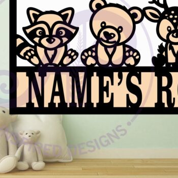 Intra απο ξύλο plywood 3mm-4mm πάχος - Cute Woodland Animals Όνομα σκηνής Sign Δίασταση 30x20 cm INTRAFABR-82805850 - Image 2