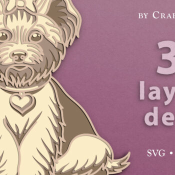 Intra απο ξύλο plywood 3mm-4mm πάχος - Cute Yorkie Dog 3D Layered  Cut  Δίασταση 30x20 cm INTRAFABR-62907921 - Image 1