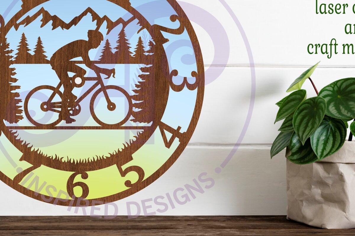 Intra απο ξύλο plywood 3mm-4mm πάχος - Πρότυπο κοπής λέιζερ ρολογιού τοίχου ποδηλασίας Δίασταση 30x20 cm INTRAFABR-95431039