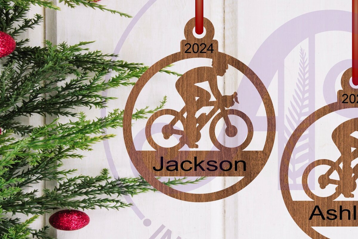 Intra απο ξύλο plywood 3mm-4mm πάχος - Ποδηλάτης Χριστουγεννιάτικο Στολίδι  Laser Cut Δίασταση 6x6 cm INTRAFABR-107856515