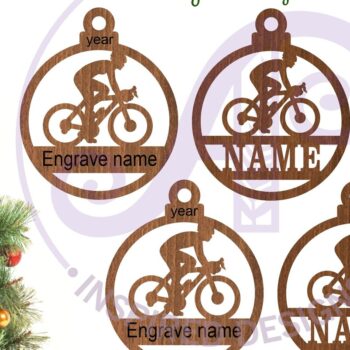 Intra απο ξύλο plywood 3mm-4mm πάχος - Ποδηλάτης Χριστουγεννιάτικο Στολίδι  Laser Cut Δίασταση 6x6 cm INTRAFABR-107856515 - Image 2