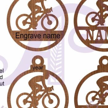 Intra απο ξύλο plywood 3mm-4mm πάχος - Ποδηλάτης Χριστουγεννιάτικο Στολίδι  Laser Cut Δίασταση 6x6 cm INTRAFABR-107856515 - Image 3