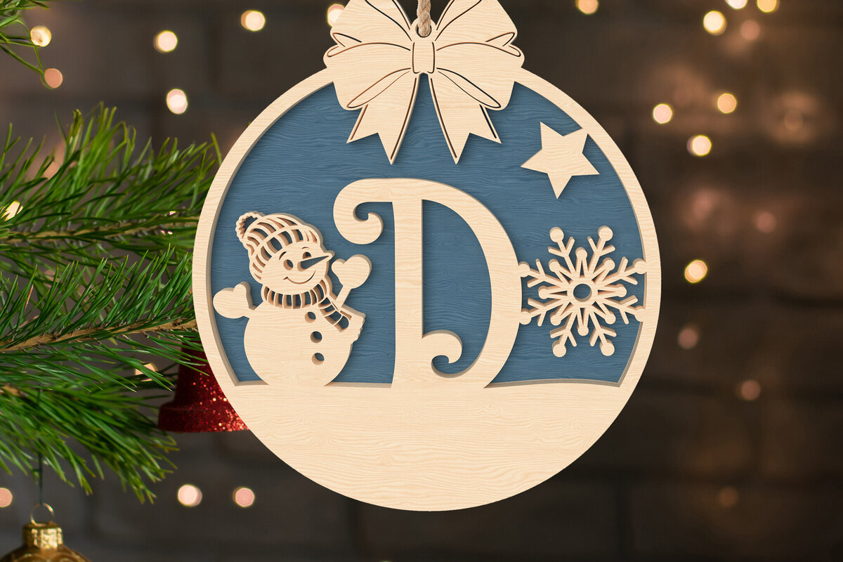 Intra απο ξύλο plywood 3mm-4mm πάχος - D Αρχικό Χριστουγεννιάτικο Στολίδι Δίασταση 6x6 cm INTRAFABR-107429581