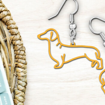 Intra απο ξύλο plywood 3mm-4mm πάχος - Dachshund Dog Earrings Laser Cut  Δίασταση 900x900 cm INTRAFABR-118950312 - Image 3