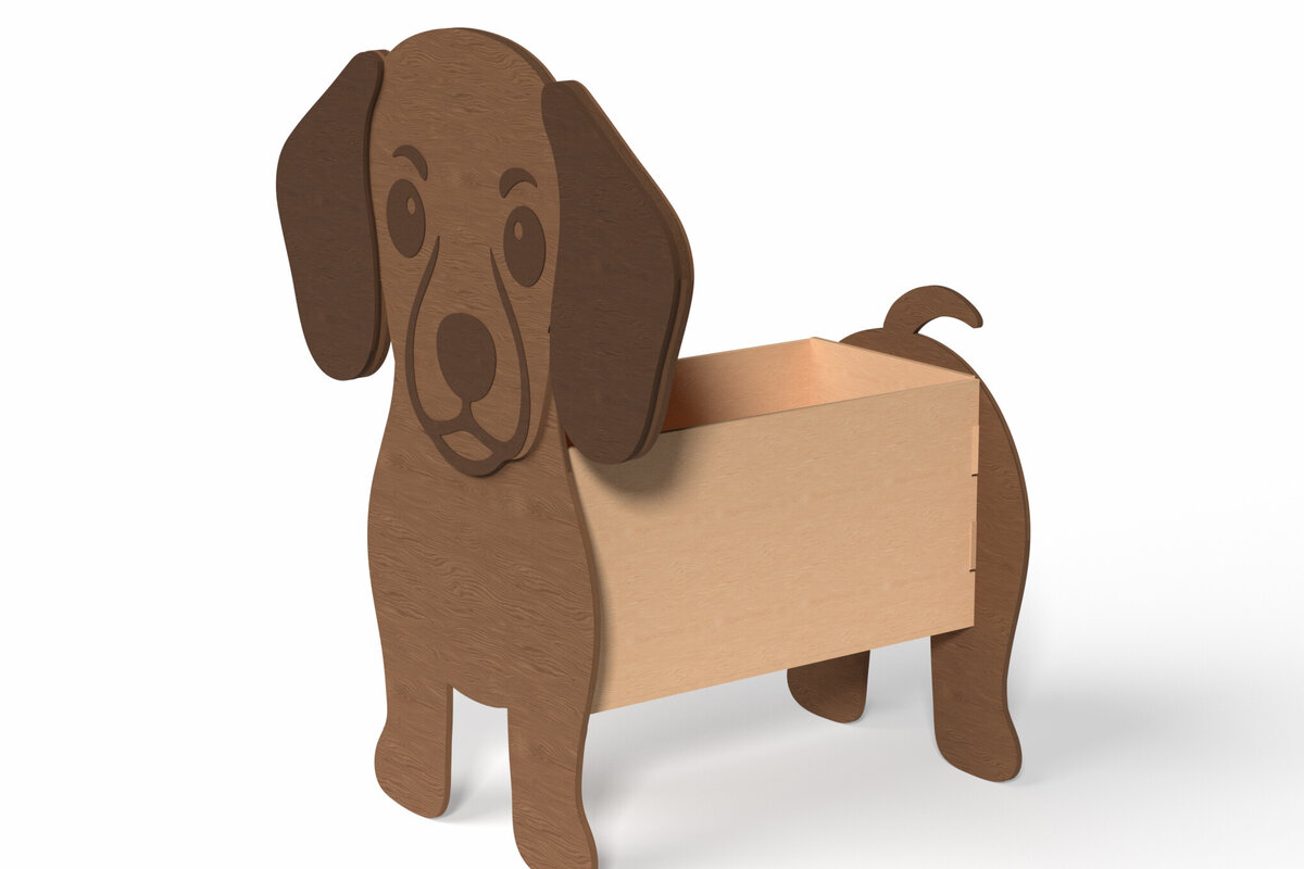 Intra απο ξύλο plywood 3mm-4mm πάχος - Κουτί αποθήκευσης σκύλου Dachshund Δίασταση 30x20 cm INTRAFABR-120635141
