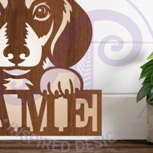 Intra απο ξύλο plywood 3mm-4mm πάχος - Σήμα ονόματος Dachshund Dog Two Layer  Δίασταση 30x20 cm INTRAFABR-101801326