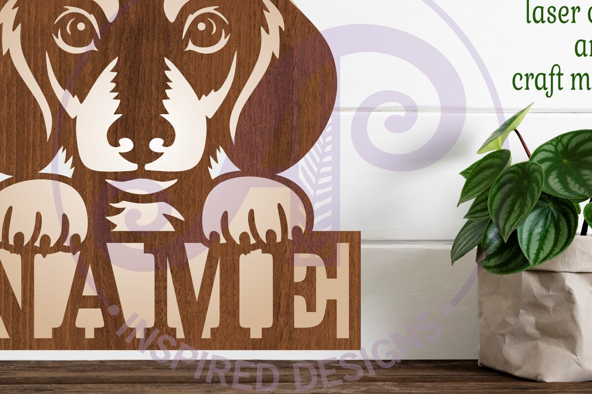 Intra απο ξύλο plywood 3mm-4mm πάχος - Σήμα ονόματος Dachshund Dog Two Layer  Δίασταση 30x20 cm INTRAFABR-101801326