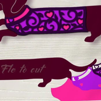 Intra απο ξύλο plywood 3mm-4mm πάχος - Dachshund σε 3D ρούχα με καρδιές. Δίασταση 20x20 cm INTRAFABR-24951707 - Image 1