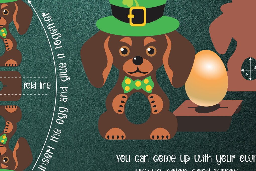 Intra απο ξύλο plywood 3mm-4mm πάχος - Πρότυπο κατοχής αυγών Dachshund Patrick's Day Δίασταση 15x15 cm INTRAFABR-24439189