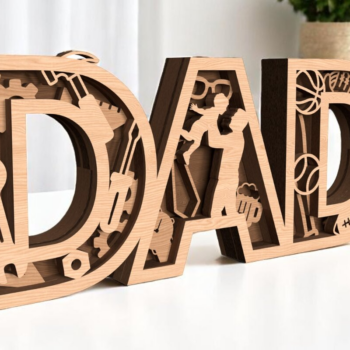 Intra απο ξύλο plywood 3mm-4mm πάχος - Dad 3D Layered Father's Day  Δίασταση 30x20 cm INTRAFABR-121728537 - Image 2