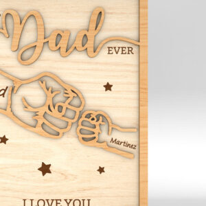 Intra απο ξύλο plywood 3mm-4mm πάχος - Ο μπαμπάς και το παιδί με τα χέρια με γροθιά χτύπημα  Δίασταση 30x20 cm INTRAFABR-99991559