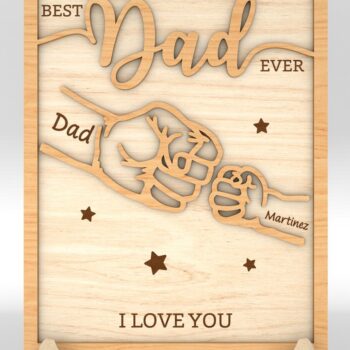 Intra απο ξύλο plywood 3mm-4mm πάχος - Ο μπαμπάς και το παιδί με τα χέρια με γροθιά χτύπημα  Δίασταση 30x20 cm INTRAFABR-99991559 - Image 2