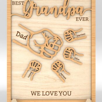 Intra απο ξύλο plywood 3mm-4mm πάχος - Ο μπαμπάς και το παιδί με τα χέρια με γροθιά χτύπημα  Δίασταση 30x20 cm INTRAFABR-99991559 - Image 5