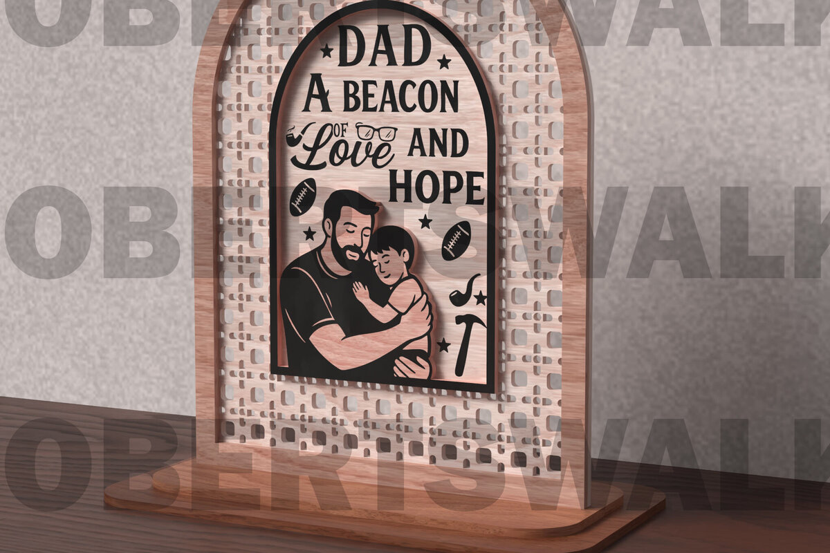 Intra απο ξύλο plywood 3mm-4mm πάχος - Σημάδι Dad Beacon of Hope  Δίασταση 40x50 cm INTRAFABR-121720252