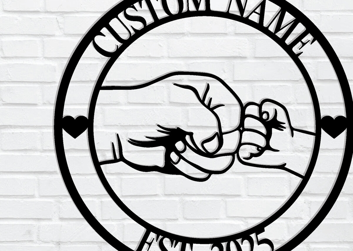 Intra απο ξύλο plywood 3mm-4mm πάχος - Dad Fist Bump Παιδικά ονόματα Μεταλλική πινακίδα Δίασταση 3600x3600 cm INTRAFABR-122910116