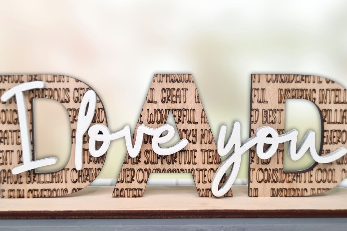 Intra απο ξύλο plywood 3mm-4mm πάχος - Μπαμπά σε αγαπώ Δίασταση 20x20 cm INTRAFABR-97078828