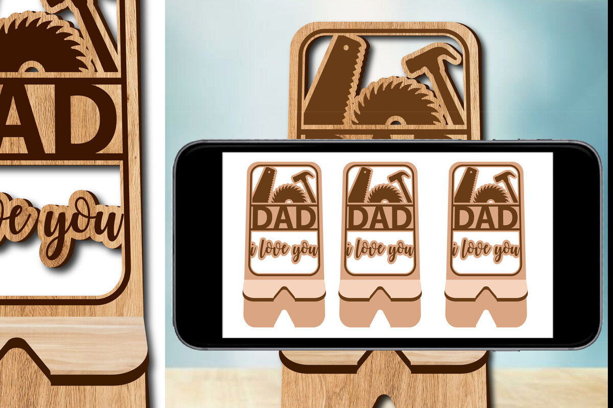 Intra απο ξύλο plywood 3mm-4mm πάχος - Dad I Love You Phone Stand Laser cut Δίασταση 20x20 cm INTRAFABR-71528509