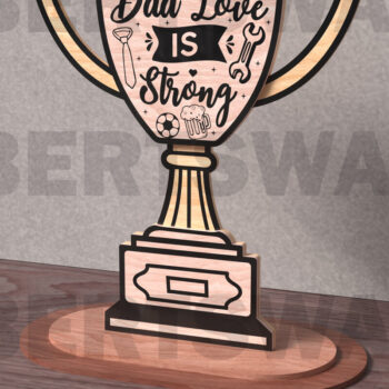 Intra απο ξύλο plywood 3mm-4mm πάχος - Το Dad Love is Strong Laser Cut Δίασταση 20x20 cm INTRAFABR-122115801 - Image 1