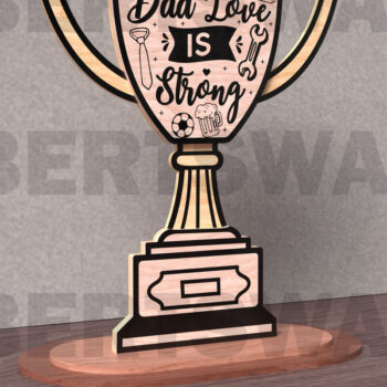 Intra απο ξύλο plywood 3mm-4mm πάχος - Το Dad Love is Strong Laser Cut Δίασταση 20x20 cm INTRAFABR-122115801 - Image 2