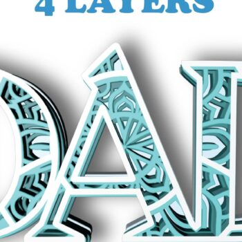 Intra απο ξύλο plywood 3mm-4mm πάχος - Dad , Mandala , 4 Layers , Letters Δίασταση 30x30 cm INTRAFABR-30778708 - Image 2