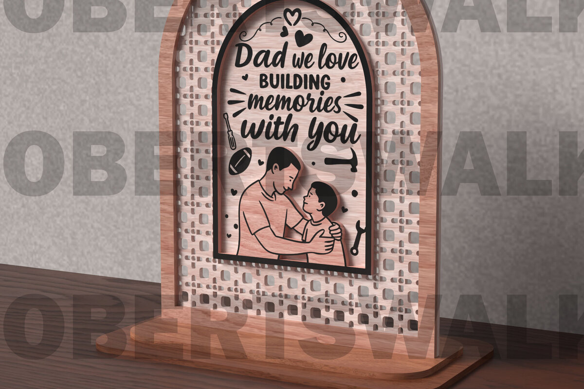 Intra απο ξύλο plywood 3mm-4mm πάχος - Πινακίδα  Builder μνήμης πατέρα Δίασταση 20x20 cm INTRAFABR-121721057