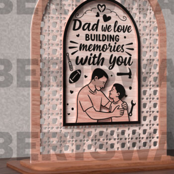 Intra απο ξύλο plywood 3mm-4mm πάχος - Πινακίδα  Builder μνήμης πατέρα Δίασταση 20x20 cm INTRAFABR-121721057 - Image 2