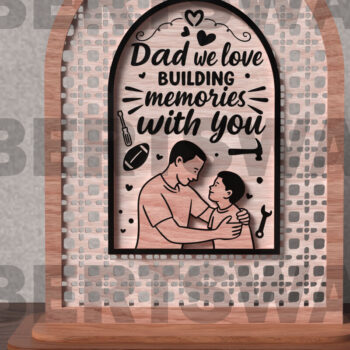 Intra απο ξύλο plywood 3mm-4mm πάχος - Πινακίδα  Builder μνήμης πατέρα Δίασταση 20x20 cm INTRAFABR-121721057 - Image 3