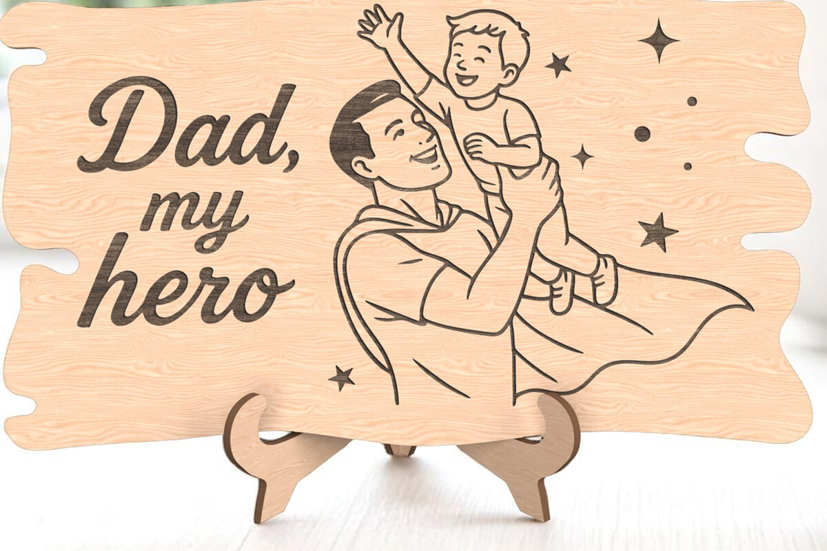 Intra απο ξύλο plywood 3mm-4mm πάχος - Dad My Hero Wooden Plaque  Δίασταση 6x6 cm INTRAFABR-121486701