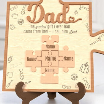 Intra απο ξύλο plywood 3mm-4mm πάχος - Πινακίδα Dad Puzzle – Δώρο προσαρμοσμένου ονόματος Δίασταση 30x20 cm INTRAFABR-121915402 - Image 1