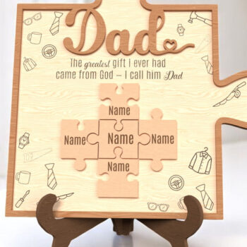 Intra απο ξύλο plywood 3mm-4mm πάχος - Πινακίδα Dad Puzzle – Δώρο προσαρμοσμένου ονόματος Δίασταση 30x20 cm INTRAFABR-121915402 - Image 2