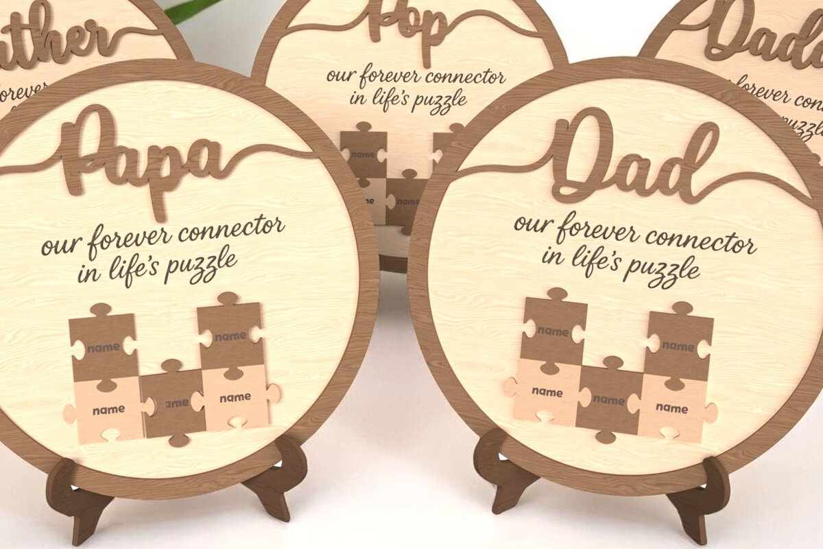 Intra απο ξύλο plywood 3mm-4mm πάχος - Dad Puzzle Sign – Life Connector Δίασταση 6x6 cm INTRAFABR-121987383