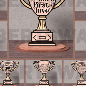 Intra απο ξύλο plywood 3mm-4mm πάχος - Dad Trophy Quote  Laser Cut Bundle Δίασταση 20x20 cm INTRAFABR-122113575 - Image 1