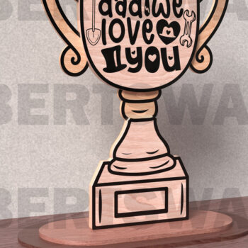 Intra απο ξύλο plywood 3mm-4mm πάχος - Dad We Love You Trophy Laser Cut Δίασταση 20x20 cm INTRAFABR-122192753 - Image 2