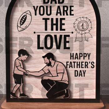 Intra απο ξύλο plywood 3mm-4mm πάχος - Μπαμπάς Είσαι το σύμβολο Love  Δίασταση 20x20 cm INTRAFABR-121883353 - Image 3