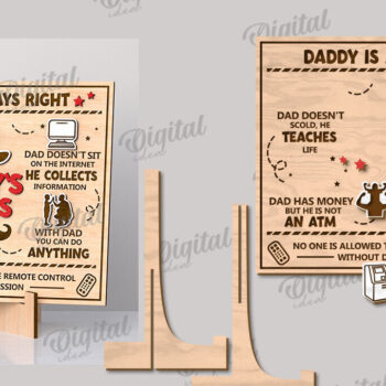 Intra απο ξύλο plywood 3mm-4mm πάχος - Daddy's Rules Plaque Laser cut Δίασταση 30x20 cm INTRAFABR-112859317 - Image 2