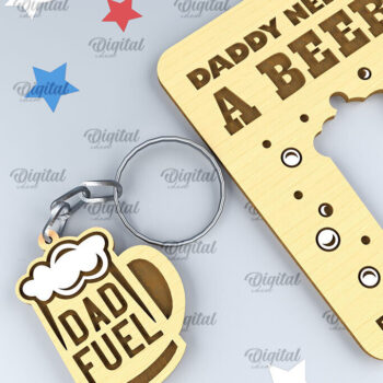 Intra απο ξύλο plywood 3mm-4mm πάχος - Dads Day Keychains Card Laser cut Δίασταση 4x4 cm INTRAFABR-94845626 - Image 1