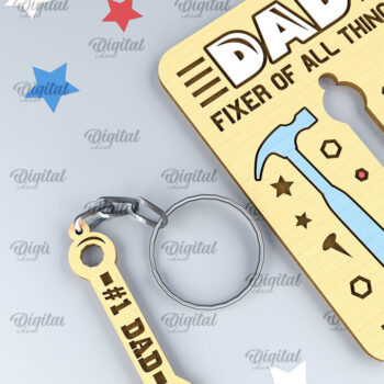 Intra απο ξύλο plywood 3mm-4mm πάχος - Dads Day Keychains Card Laser cut Δίασταση 4x4 cm INTRAFABR-94845645 - Image 1