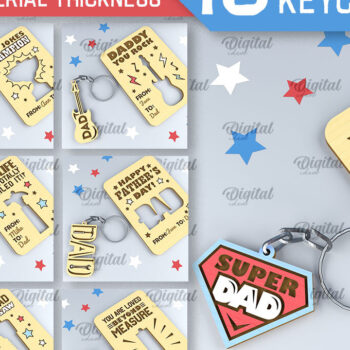 Intra απο ξύλο plywood 3mm-4mm πάχος - Dads Day Keychains Card Laser cut Δίασταση 4x4 cm INTRAFABR-94846611 - Image 1