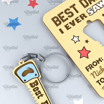 Intra απο ξύλο plywood 3mm-4mm πάχος - Dads Day Keychains Card Laser cut Δίασταση 4x4 cm INTRAFABR-94846611 - Image 3